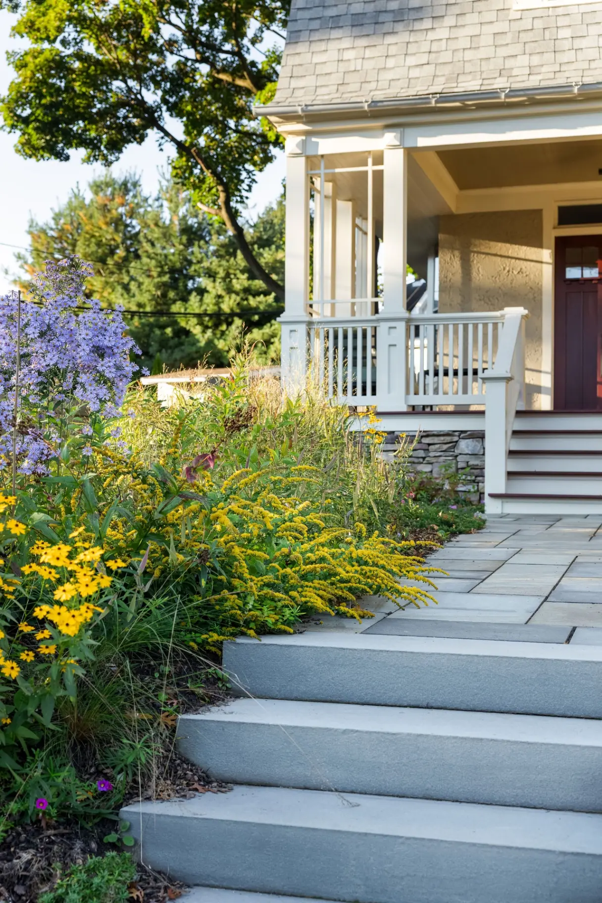 Layered native plant landscape designed by Union Landscape Design in Bryn Mawr, Pennsylvania.